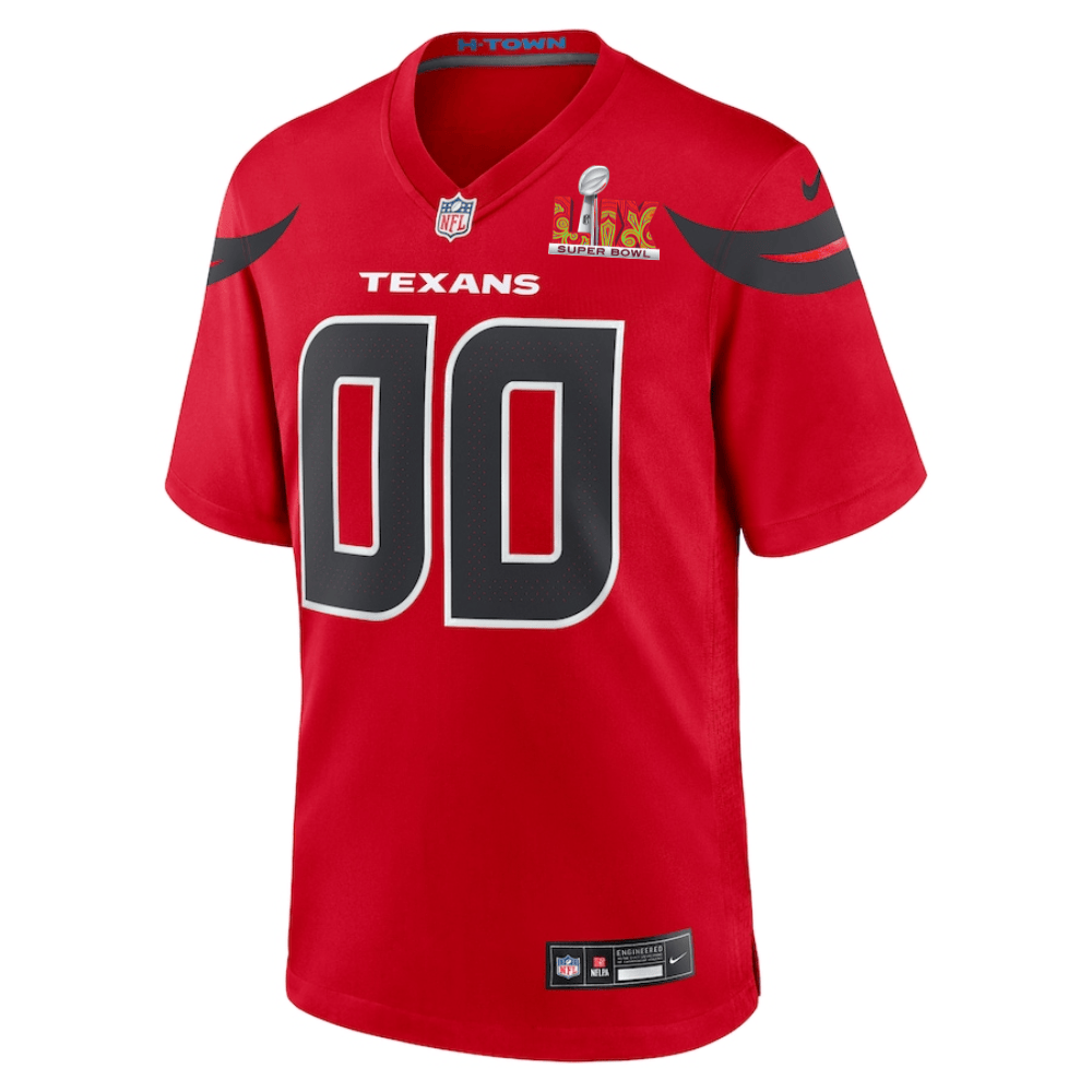 Alternative view of Houston Texans Super Bowl LIX Patch Alternate Game Men Custom Jersey - Red JS4042 nicesnker