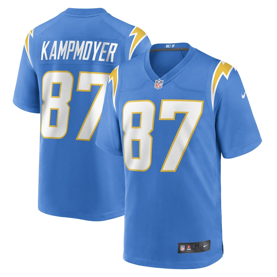 Hunter Kampmoyer 87 Los Angeles Chargers Team Game Men Jersey - Powder Blue JS9906 nicesnker