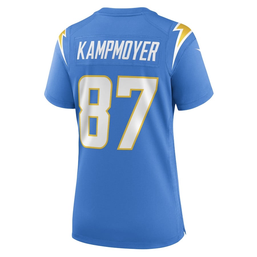 Hunter Kampmoyer 87 Los Angeles Chargers Women Game Jersey - Powder Blue JS6059 nicesnker - Image 3
