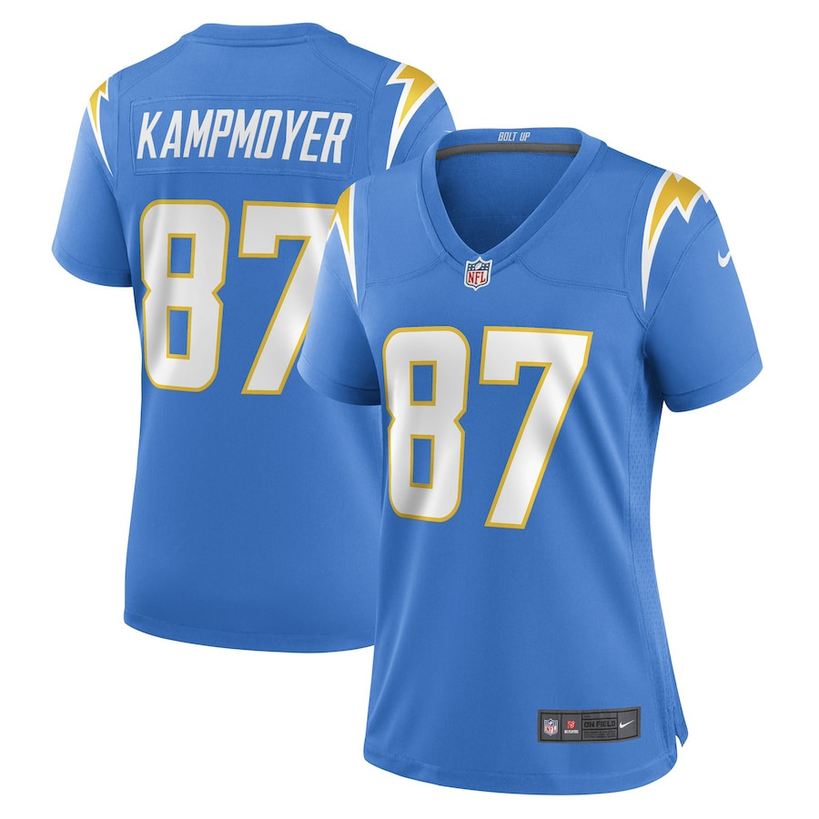 Hunter Kampmoyer 87 Los Angeles Chargers Women Game Jersey - Powder Blue JS6059 nicesnker