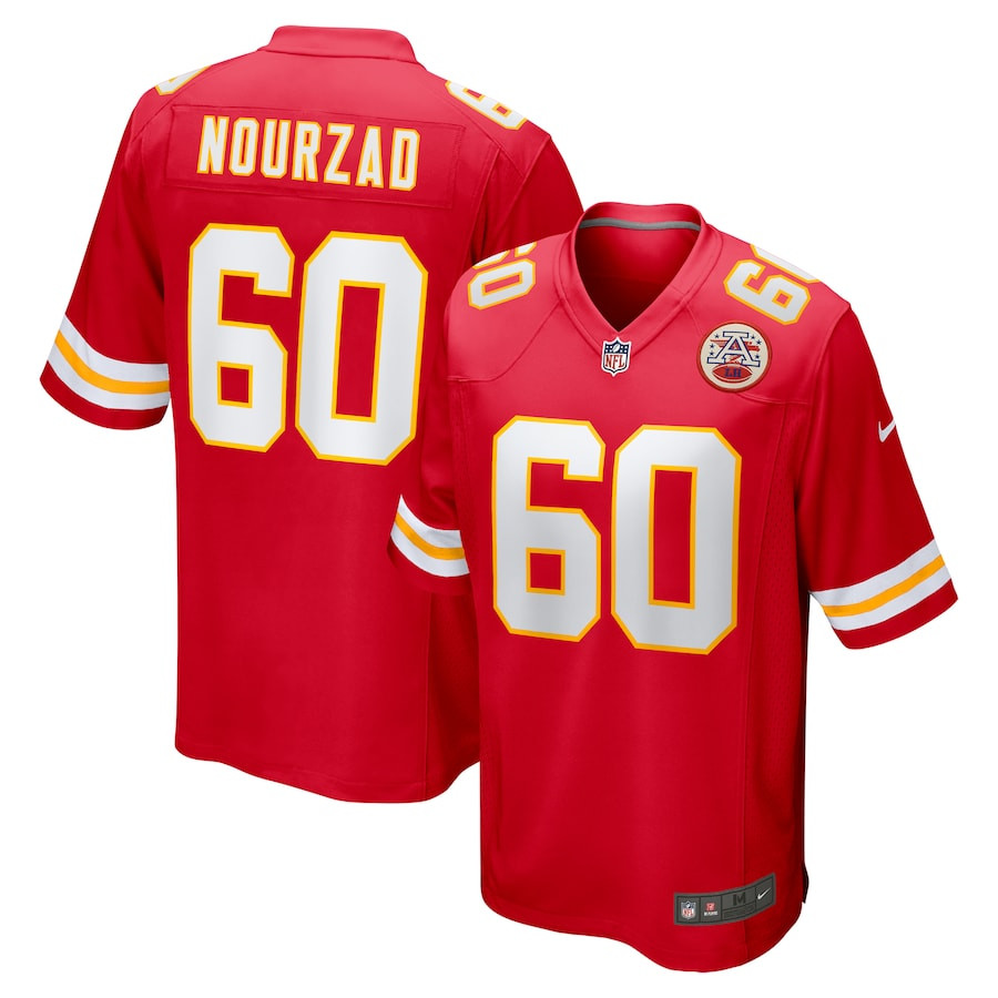 Hunter Nourzad 60 Kansas City Chiefs Game Men Jersey - Red JS9507 nicesnker