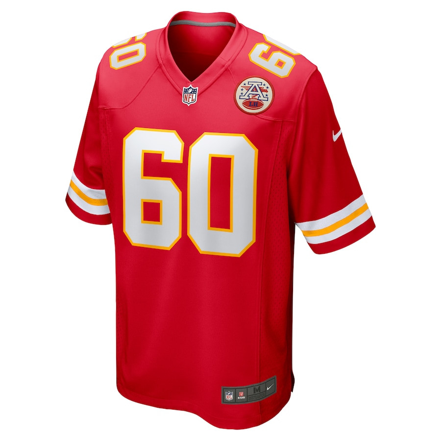 Alternative view of Hunter Nourzad 60 Kansas City Chiefs Game Men Jersey - Red JS9507 nicesnker