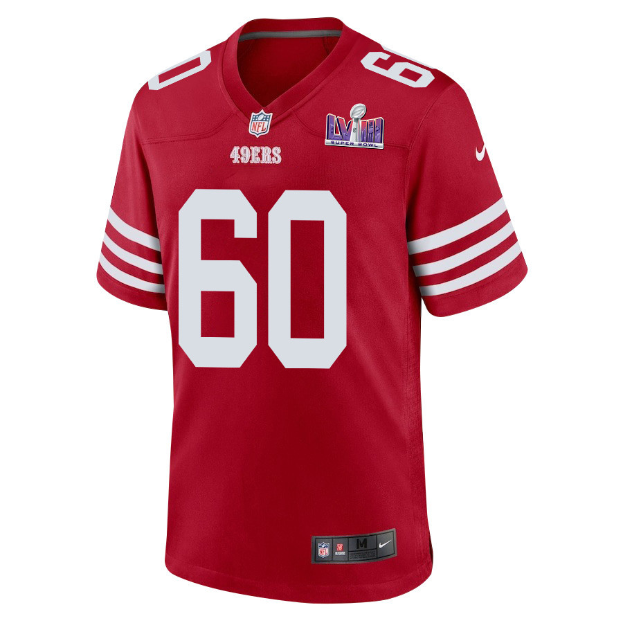 Alternative view of Ilm Manning 60 San Francisco 49ers Super Bowl LVIII Patch Game Men Jersey - Scarlet JS9346 nicesnker