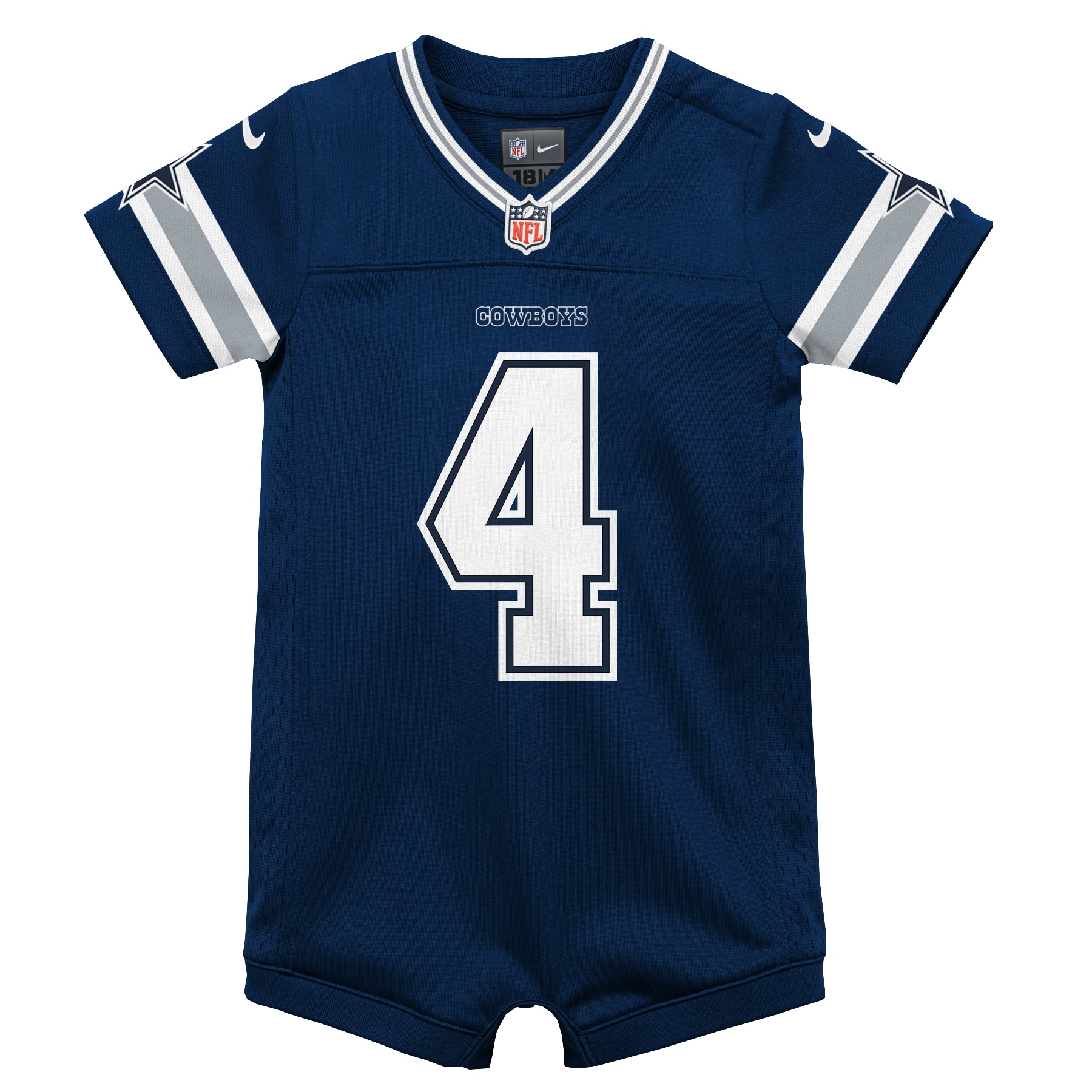 Alternative view of Infant Dallas Cowboys Dak Prescott Navy Game Jersey Romper JS6102 nicesnker