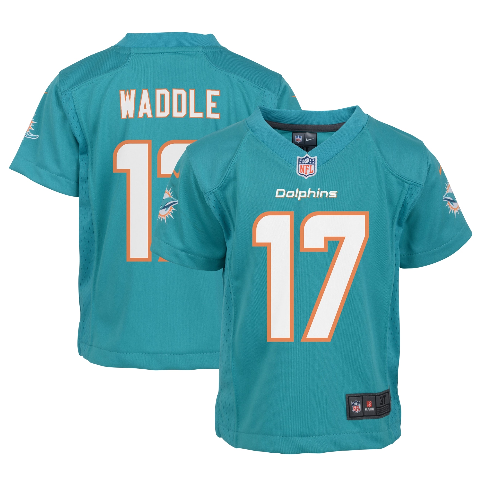 Infant Miami Dolphins Jaylen Waddle Aqua Player Game Jersey JS4493 nicesnker