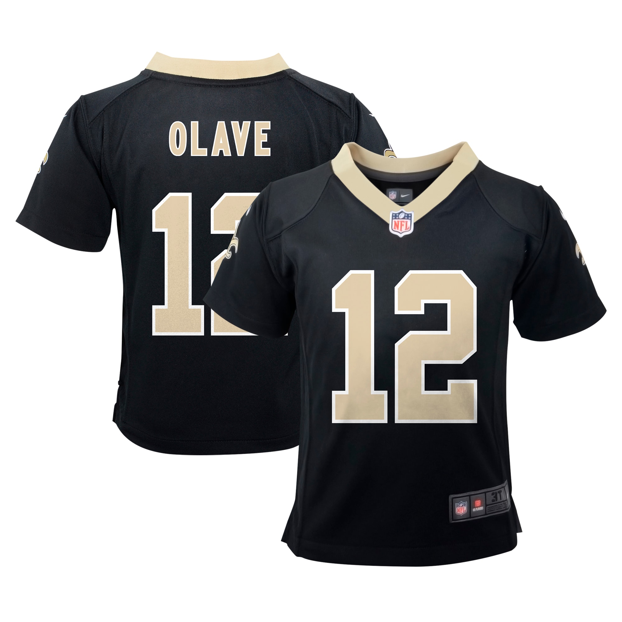 Infant New Orleans Saints Chris Olave Black Team Player Game Jersey JS6376 nicesnker
