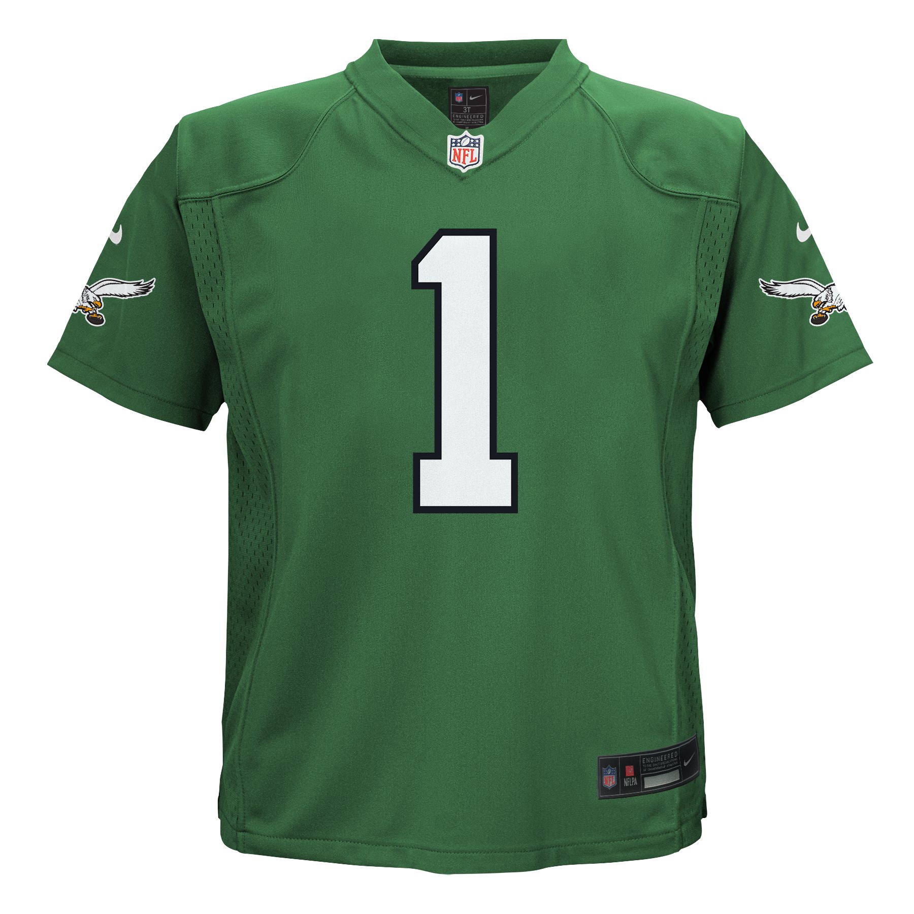 Alternative view of Infant Philadelphia Eagles Jalen Hurts Kelly Green Alternate Game Jersey JS7488 nicesnker