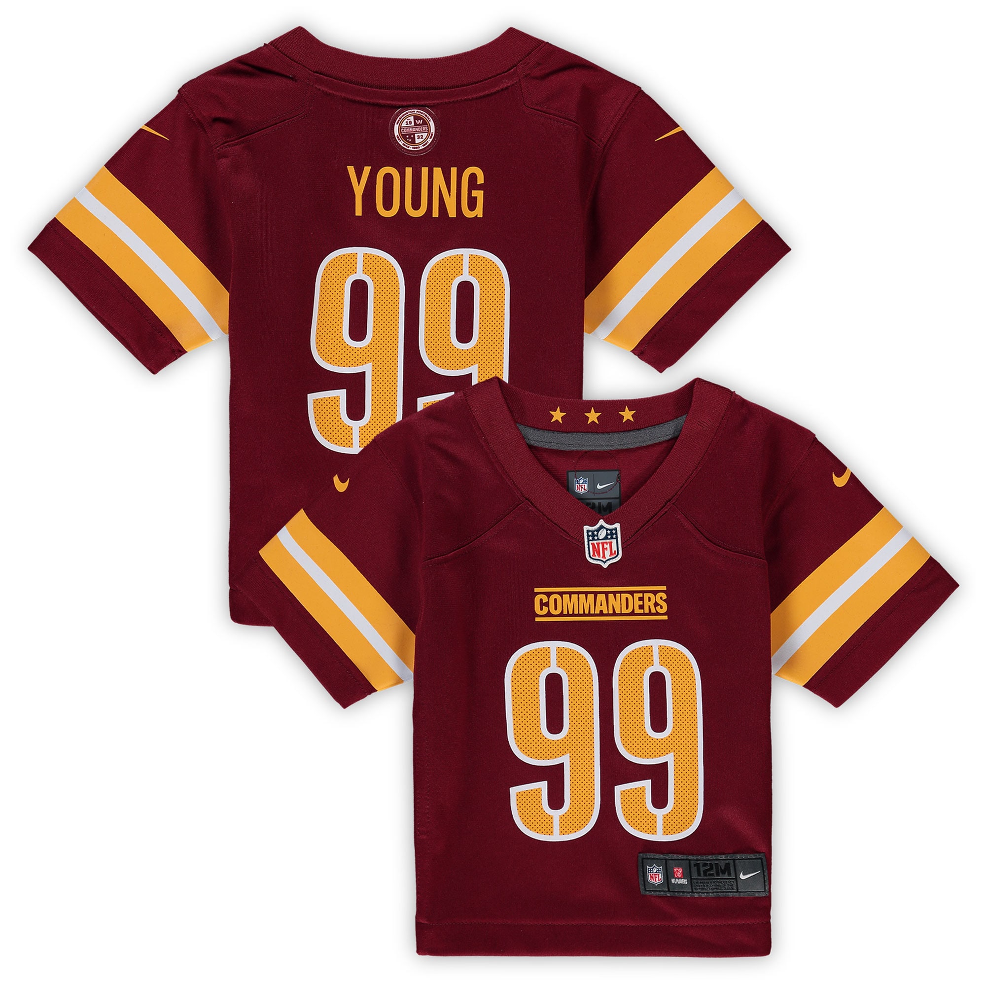 Infant Washington Commanders Chase Young Burgundy Game Jersey JS3018 nicesnker